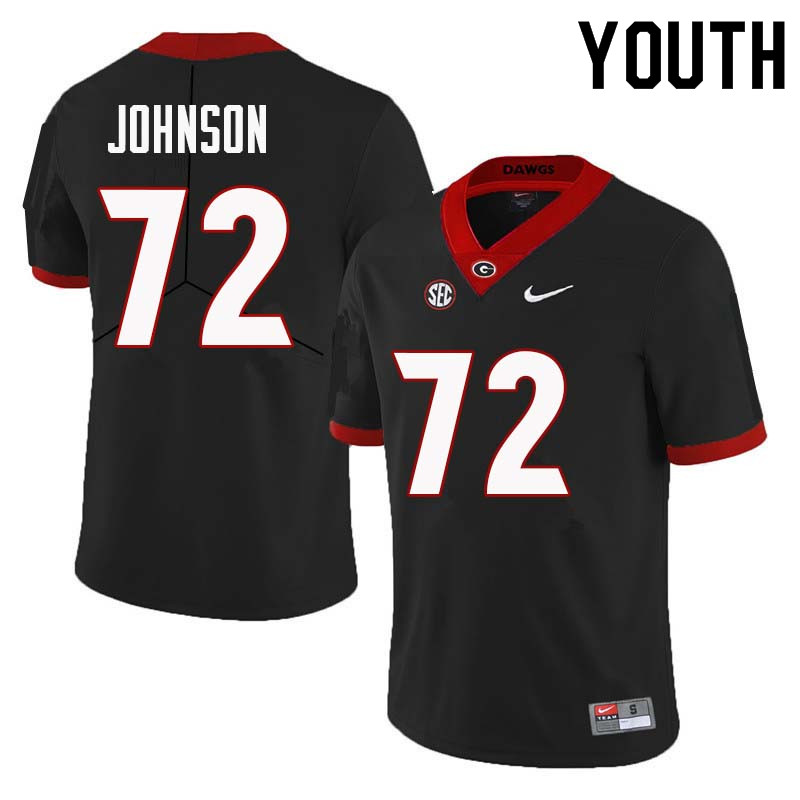 Youth Georgia Bulldogs #72 Netori Johnson College Football Jerseys Sale-Black - Click Image to Close